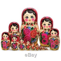 Hand painted in Russia 4'' Russian Semenov Nesting dolls Matryoshka set 5 pcs