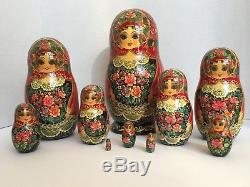 Vintage Russian Nesting Dolls Signed 