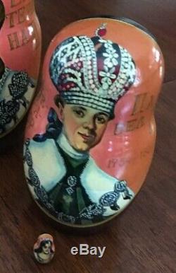 10PCS Russia Nesting Dolls RUSSIAN EMPERORS CZARS Beautiful Handmade Wooden MINT
