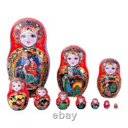 10PCS Russian Nesting Dolls Matryoshka Babushka Dolls Wooden Handmade Xmas Gift