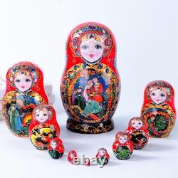 10PCS Russian Nesting Dolls Matryoshka Babushka Dolls Wooden Handmade Xmas Gift