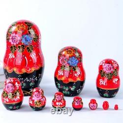 10PCS Russian Nesting Dolls Matryoshka Babushka Dolls Wooden Handmade Xmas Gift