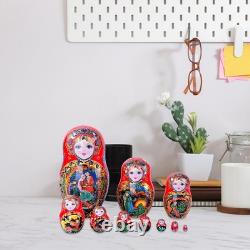 10PCS Russian Nesting Dolls Matryoshka Babushka Dolls Wooden Handmade Xmas Gift
