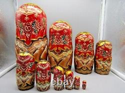 10 10 Pc, Elaborate Carved Fairytale Russian Matryoshka Nesting Doll Set 452
