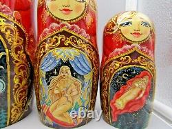 10 10 Pc, Folk-art Fairytale Hand Made Russian Matryoshka Nesting Doll Set 450