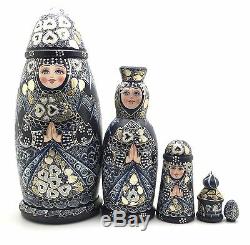 10.5 Tall Unique Shape Russian Princess Nesting Doll Hand Painted Signed