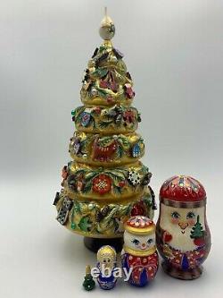 10 5 pieces Russian Nesting doll Christmas Tree Wooden Matryoshka Hand-painted