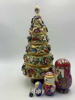 10 5 pieces Russian Nesting doll Christmas Tree Wooden Matryoshka Hand-painted