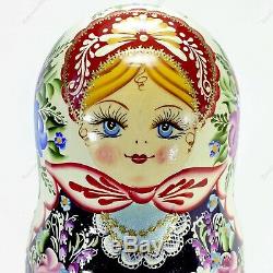 10 Big Authentic Russian Matryoshka Author's Nesting Dolls 10 Piece Set 10pcs