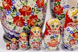 10 Big Authentic Russian Matryoshka Author's Nesting Dolls 10 Piece Set 10pcs