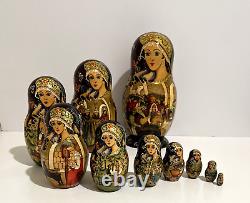 10 Hand Painted Signed Collectible Museum Quality Matryoshka Nesting Dolls 1996