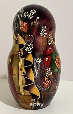 10 Hand Painted Signed Collectible Museum Quality Matryoshka Nesting Dolls 1996