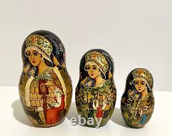 10 Hand Painted Signed Collectible Museum Quality Matryoshka Nesting Dolls 1996