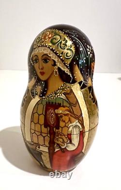 10 Hand Painted Signed Collectible Museum Quality Matryoshka Nesting Dolls 1996