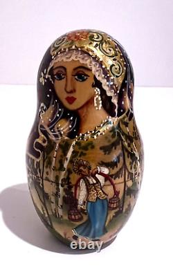 10 Hand Painted Signed Collectible Museum Quality Matryoshka Nesting Dolls 1996