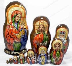 10 Icon Virgin Mary Jesus Christ Russian Matryoshka Nesting Dolls 10pcs