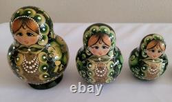 10 Layer Russian Nesting Dolls Wooden Matryoshka SIGNED