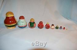 10 Matryoshka Dinner Russian 10 Pc. Nesting Dolls Hand Painted And Signed