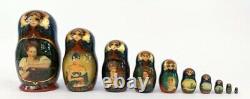 10 Pc Matryoshka Russian Artist Signed Hand painted Babushka Nesting Dolls