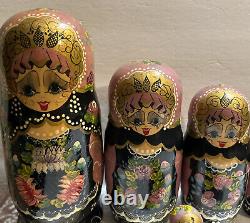 10 Pc VTG Signed CEPRUEB NOCAG Hand Painted Russian Matryoshka Nesting Dolls 11