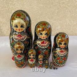 10 Pc VTG Signed CEPRUEB NOCAG Hand Painted Russian Matryoshka Nesting Dolls 7