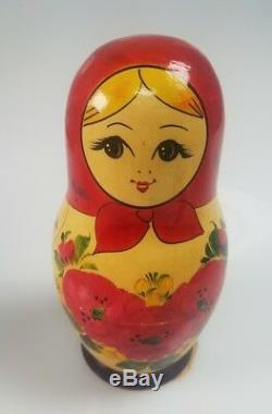 10 Pcs Russian Hand Painted Nesting Doll Magnificent Matryoshka 1992
