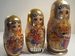 10 Pcs Russian Hand Painted Nesting Doll Magnificent Matryoshka FAIRY TALE 1995