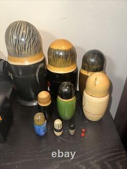 10 Piece Full Set Vintage Russian World Leaders Nesting Dolls Wood Rare