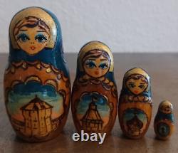 10 Piece Hand Carved Hand Painted Russian Nesting Dolls 9.25 Tall