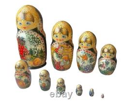 10-Piece Hand-Painted Russian Matryoshka Nesting Dolls Set With Fairy Tale Story