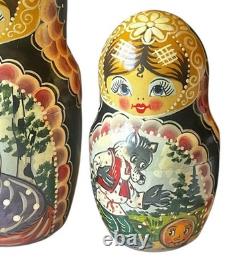 10-Piece Hand-Painted Russian Matryoshka Nesting Dolls Set With Fairy Tale Story