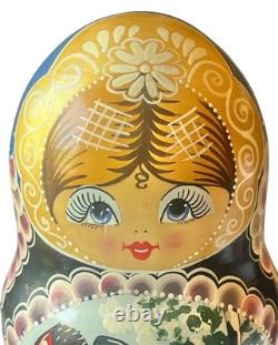 10-Piece Hand-Painted Russian Matryoshka Nesting Dolls Set With Fairy Tale Story