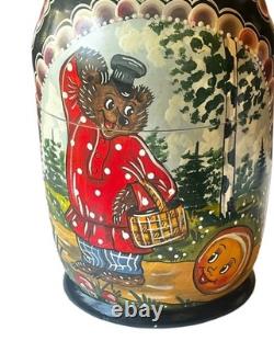 10-Piece Hand-Painted Russian Matryoshka Nesting Dolls Set With Fairy Tale Story