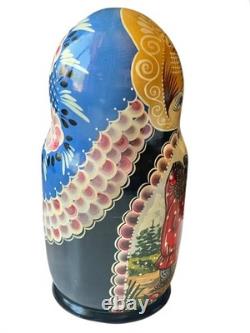 10-Piece Hand-Painted Russian Matryoshka Nesting Dolls Set With Fairy Tale Story