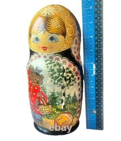 10-Piece Hand-Painted Russian Matryoshka Nesting Dolls Set With Fairy Tale Story