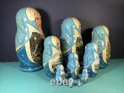 10 Piece Matryoshka 11 Tall Hand Painted Artist Signed Russian Nesting Dolls
