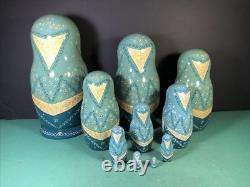 10 Piece Matryoshka 11 Tall Hand Painted Artist Signed Russian Nesting Dolls