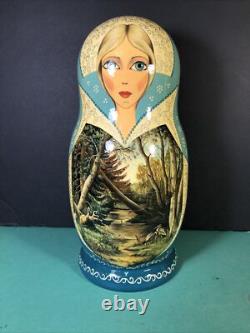 10 Piece Matryoshka 11 Tall Hand Painted Artist Signed Russian Nesting Dolls