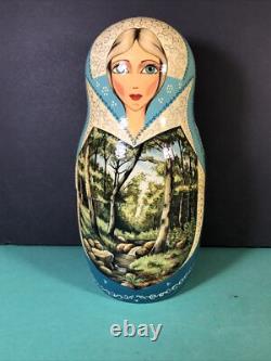 10 Piece Matryoshka 11 Tall Hand Painted Artist Signed Russian Nesting Dolls