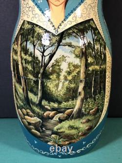 10 Piece Matryoshka 11 Tall Hand Painted Artist Signed Russian Nesting Dolls