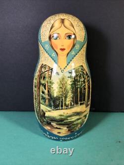 10 Piece Matryoshka 11 Tall Hand Painted Artist Signed Russian Nesting Dolls