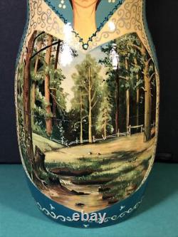 10 Piece Matryoshka 11 Tall Hand Painted Artist Signed Russian Nesting Dolls