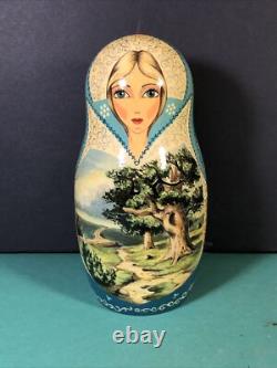 10 Piece Matryoshka 11 Tall Hand Painted Artist Signed Russian Nesting Dolls