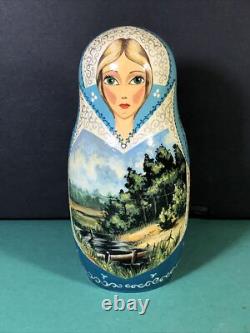 10 Piece Matryoshka 11 Tall Hand Painted Artist Signed Russian Nesting Dolls