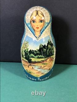 10 Piece Matryoshka 11 Tall Hand Painted Artist Signed Russian Nesting Dolls