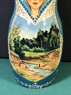 10 Piece Matryoshka 11 Tall Hand Painted Artist Signed Russian Nesting Dolls