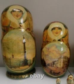 10 Piece Russian Nesting Doll VIEWS OF ST PETERSBURG & OLD RUSSIA 10 Piece