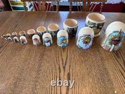 10 Piece Russian Nesting Dolls Golden Cockerel Hand Painted