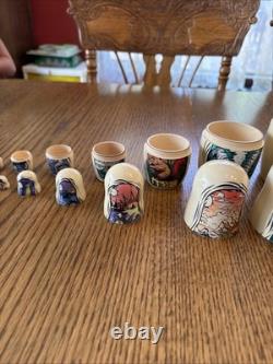 10 Piece Russian Nesting Dolls Golden Cockerel Hand Painted