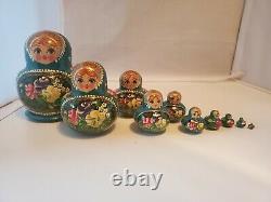 10 Piece Set Gorgeous Russian MATRYOSHKA Nesting Dolls Multi color